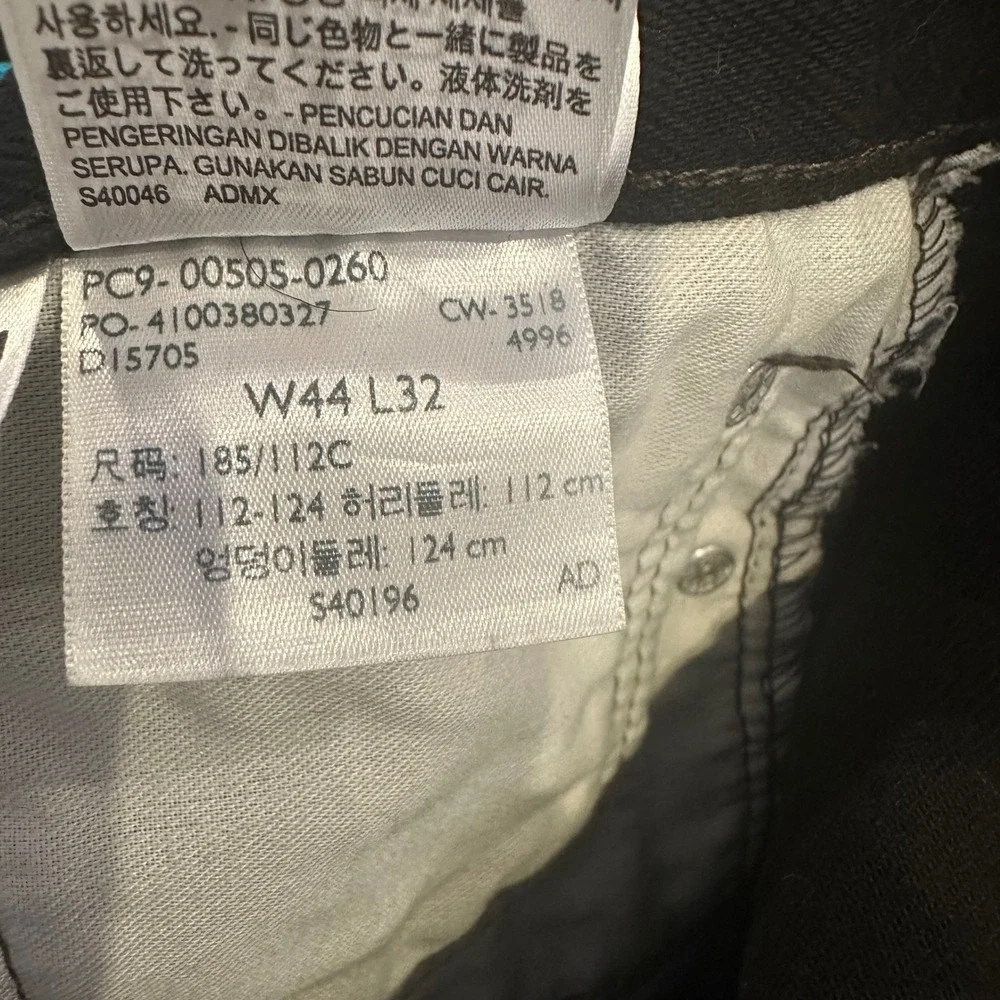 Levi's 505 Regular Fit Black Denim Jeans Mens W44 L32 Straight Leg Heavyweight